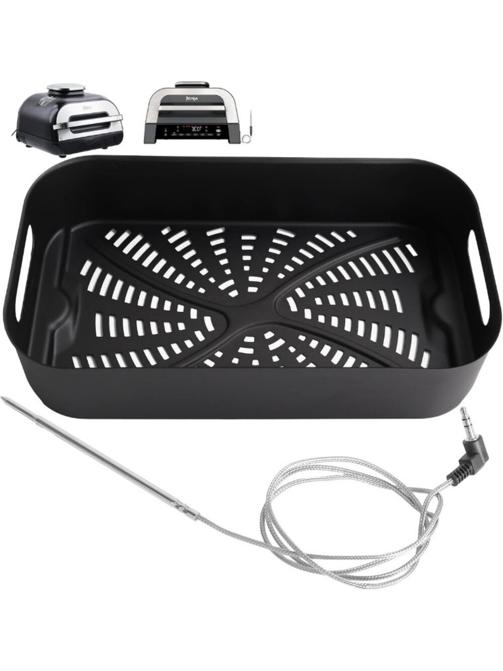 Nonstick Crisper Basket & Meat Probe for XL Air Fryer Grill - Perfect Cooking